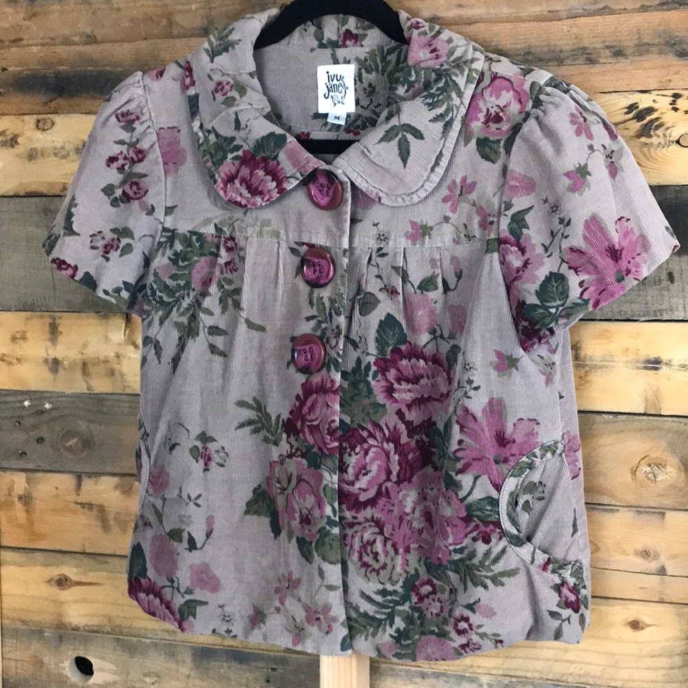 Ivy Jane short-sleeve corduroy button-up jacket M